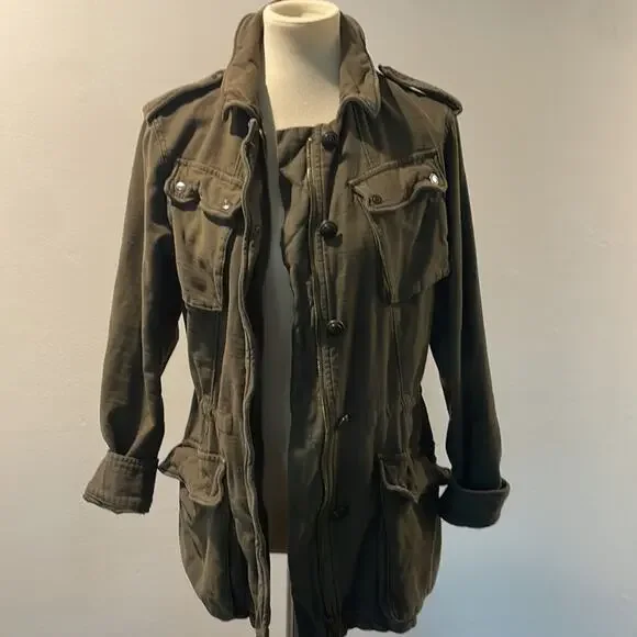 Free People Utility Cargo Jacket in Olive Green Size Small - Picture 9 of 12